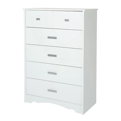 Tiara Commode 5 tiroirs- Blanc solide