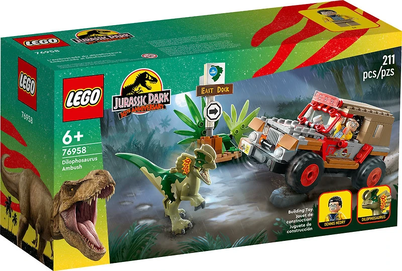LEGO Jurassic Park L'embuscade du dilophosaurus 76958 Ensemble de jeu de construction (211 pièces)