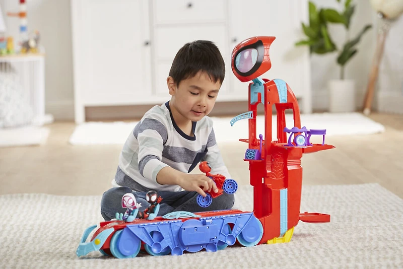 Spidey et ses Amis Extraordinaires, quartier général Arachno-mobile 2 en 1, jouet préscolaire avec sons et lumières