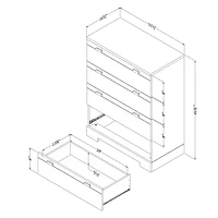 Reevo Commode 4 tiroirs- Blanc solide