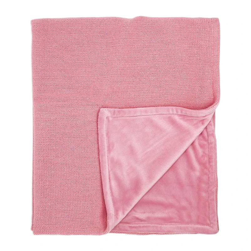Amour Bébé Couverture en vison tricotée avec pull rose rose