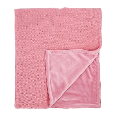 Amor Bebe Pink Rose Sweater Knit Mink Blanket