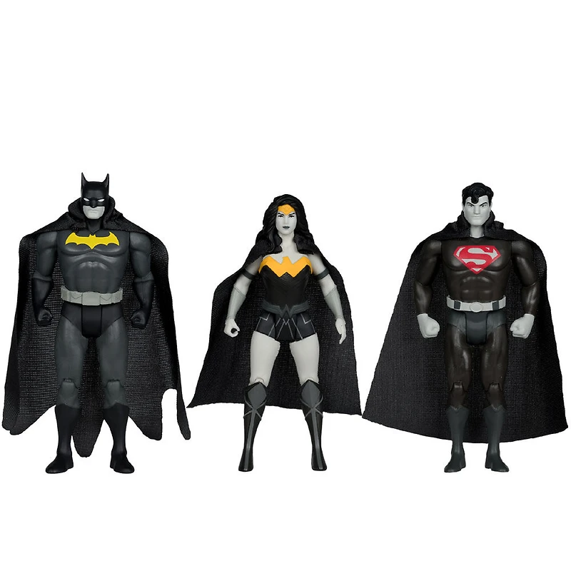 DC Super Powers Batman, Superman & Wonder Woman Black & White Accent Edition Gold Label 3pack