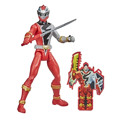 Power Rangers Dino Fury, figurine articulée Ranger rouge de 15 cm inspirée de la série, avec clé Dino Fury et accessoire
