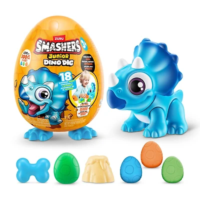Smashers Junior Dino Dig Small Egg Triceratops (Blue)