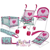 Ensemble de jeu pour poupée 21 pièces, motif Mint Heart