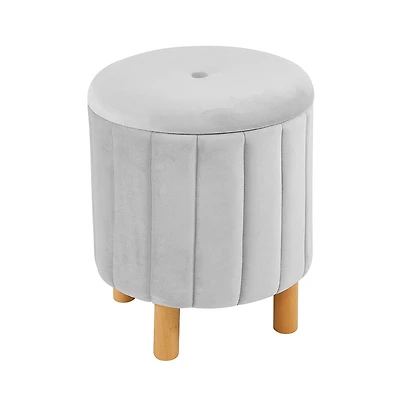 Kvell Pouf De Rangement Rond 15" Gris