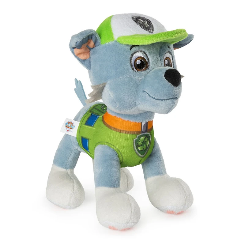 PAW Patrol - Peluche Rocky de 20 cm, peluche en position debout avec détails cousus
