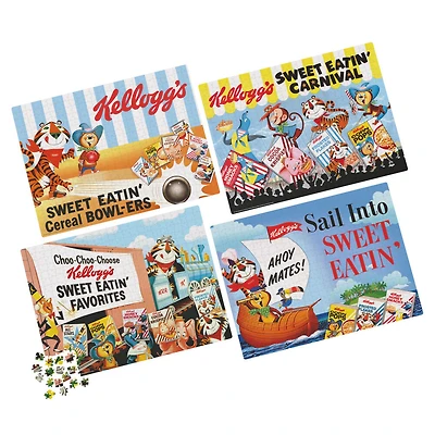 Kellogg's, Coffret de 4 puzzles de 500 pièces formant 1 méga puzzle, décorations murales rétro vintage, céréales, avec posters