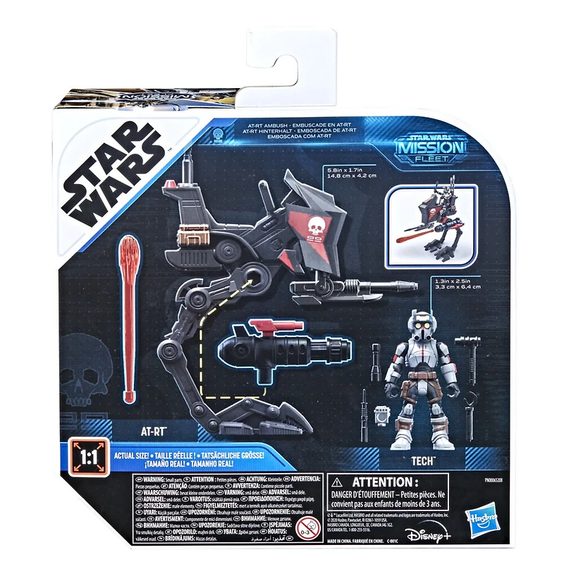 Star Wars Mission Fleet Expedition Class, Tech (Bad Batch), Embuscade en AT-RT, figurine de 6 cm avec véhicule