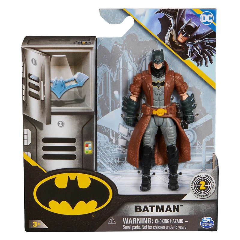 DC Comics, Batman Action Figure with 2 Mystery Accessories, 4-inch