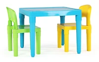 Kids Plastic Table and 2 Chairs, Aqua