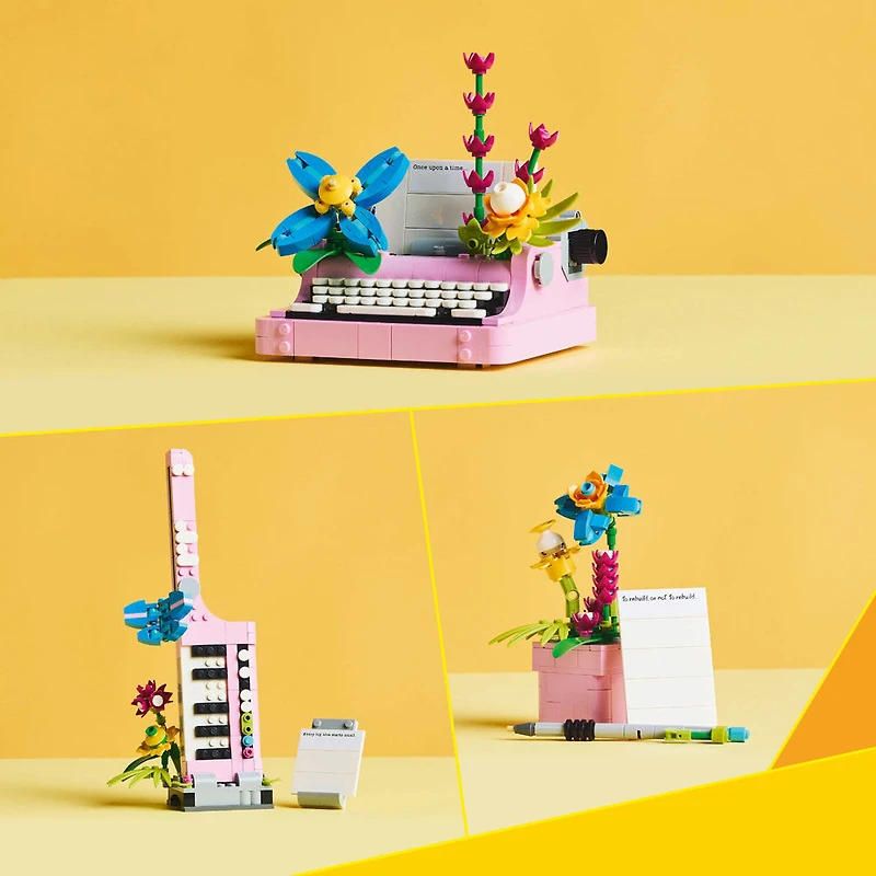 LEGO Creator La machine à écrire avec des fleurs, Jouet, Ensemble de jeu, Se transforme en guitare-piano ou en pot de fleurs 31169