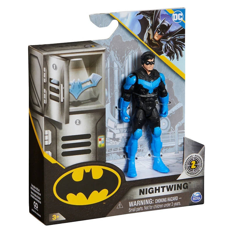 DC Comics, Figurine articulée Nightwing avec 2 accessoires mystère, 10 cm