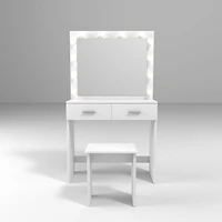 White Vanity with Mirror 140cm and Stool 43cm