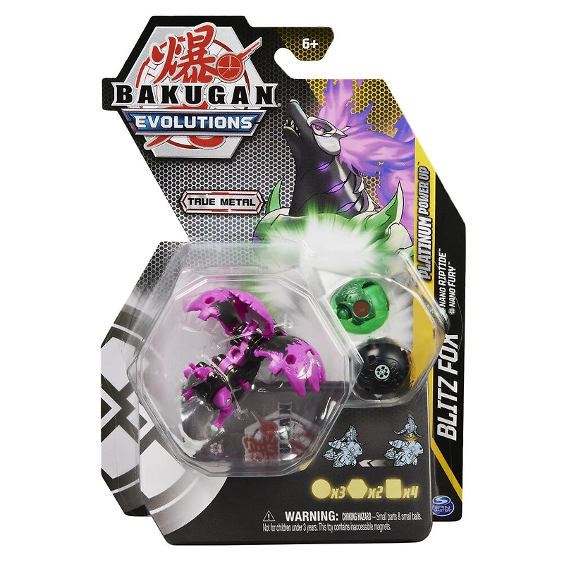 Bakugan Evolutions, Coffret Platinum Power Up Blitz Fox avec Nano Riptide et Nano Fury