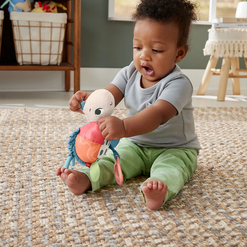 Fisher-Price Planet Friends Sea Me Bounce Turtle Baby Stroller Toy with Sensory Details Newborns