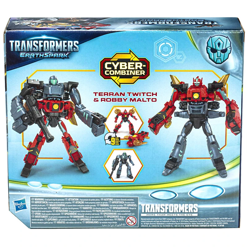Transformers EarthSpark Cyber-Combiner Terran Twitch and Robby Malto Action Figures