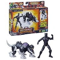 Marvel Mech Strike Mechasaurs, figurine Black Panther de 10 cm avec Sabre Claw Mechasaur, jouet de super-héros
