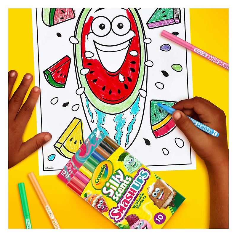 Crayola Silly Scents Smash-Ups Washable Slim Markers, 10 Count