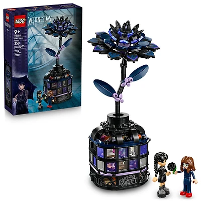 LEGO Mercredi Le Dahlia Noir, Décoration de Chambre ou Fausse Plante pour Enfants 76784