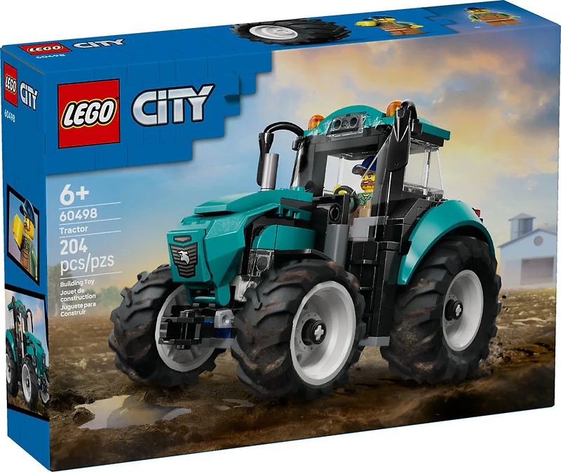 LEGO City Le tracteur - Ensemble de construction avec Fermier sur le Thème de la Ferme - Cadeau pour les 6 ans et plus - 60498