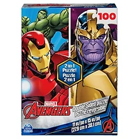 Marvel Avengers, 100-Piece Reversible Jigsaw Puzzle Double-Sided Hulk Thanos Iron Man Thor Black Widow Captain America