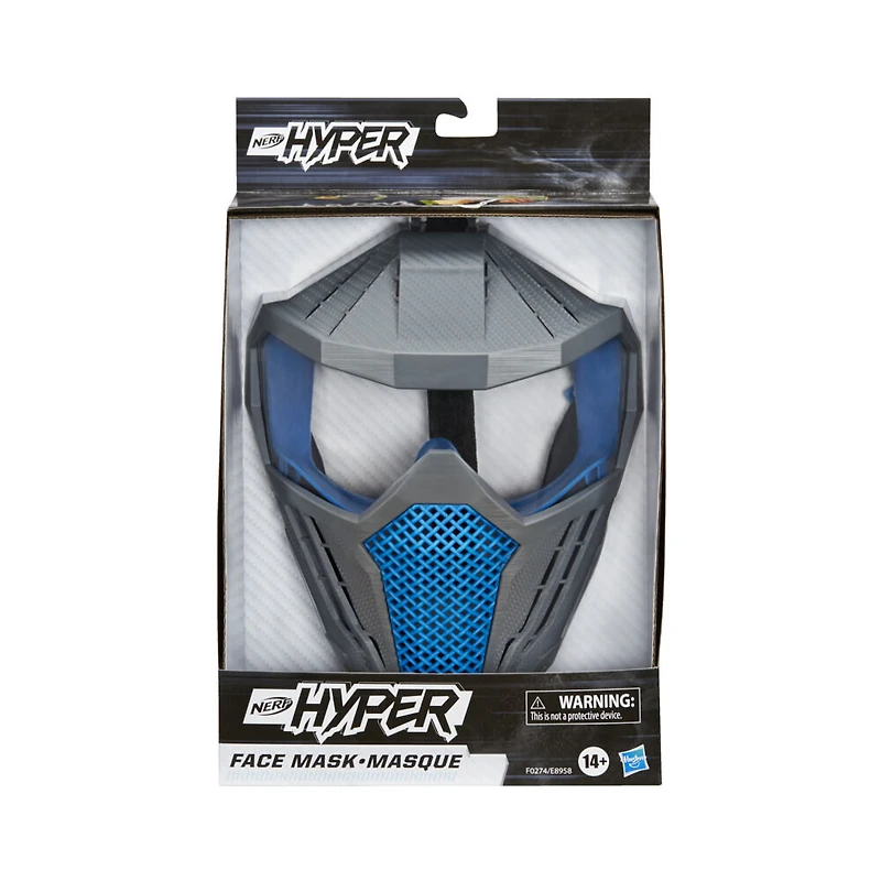 Nerf Hyper Face Mask - Breathable Design, Adjustable Head Strap - Blue Team Color