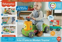 Fisher-Price-Mon Tracteur de la Ferme 4 en 1 Rires et Éveil avec Remorque à tirer-Jouet d'éveil Version Multilangues
