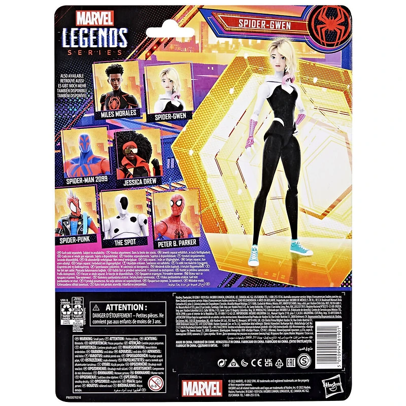 Marvel Legends Series, Spider-Man: Across the Spider-Verse (Partie 1), figurine Spider-Gwen de 15 cm, 4 accessoires