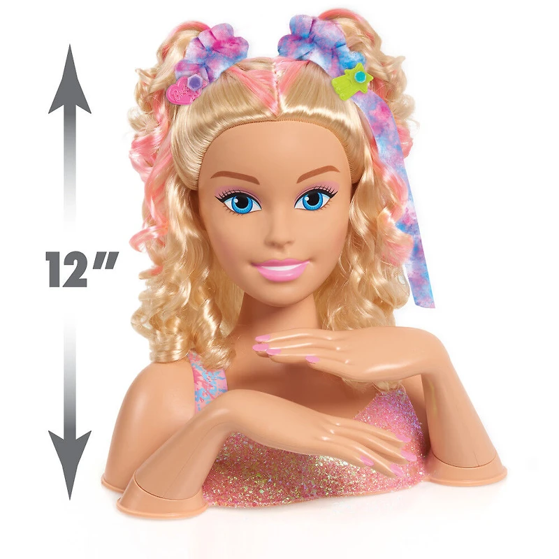 Barbie Tie-Dye Deluxe 20-Piece Styling Head, Blonde Hair, Includes 2 Non-Toxic Dye Colors