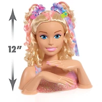 Barbie Tie-Dye Deluxe 20-Piece Styling Head, Blonde Hair, Includes 2 Non-Toxic Dye Colors