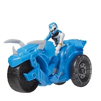 Power Ranger Dino Fury Rip N Go, Moto de combat Tricératops et Ranger bleu Dino Fury