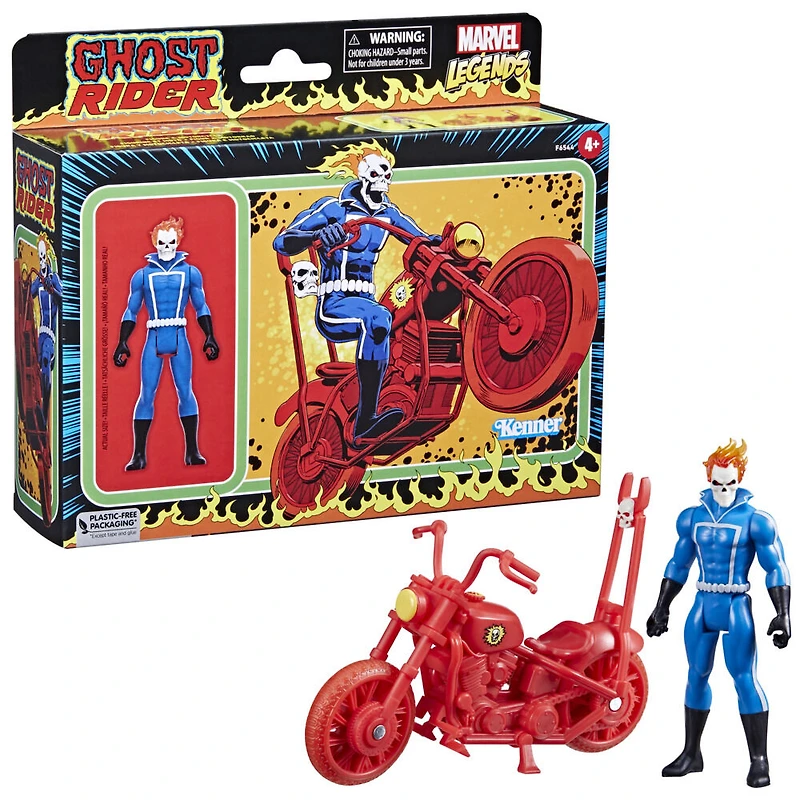 Marvel Legends Series Retro 375 Collection Ghost Rider 3.75-Inch Action Figures, Includes Vehicle