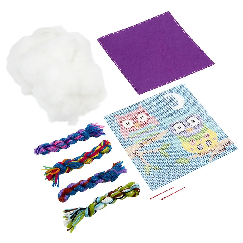 ALEX - Glow-in-the-dark Needlepoint Owl Pillow