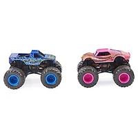 Monster Jam, Coffret de 2 monster trucks officiels en métal moulé Blue Thunder vs Full Charge qui changent de couleur, échelle 1:64
