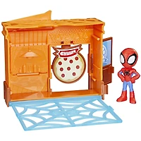 Marvel Spidey and His Amazing Friends City Blocks Spidey Pizza Parlor Kids Playset with Action Figure