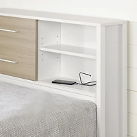 Munich Tête de lit bibliothèque Simple Blanc et Orme naturel