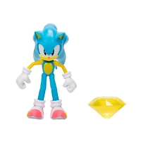   Figurine de 4 pouces Sonic - Sonic moderne (NEON) avec Émeraude de chaos jaune comme accessoire