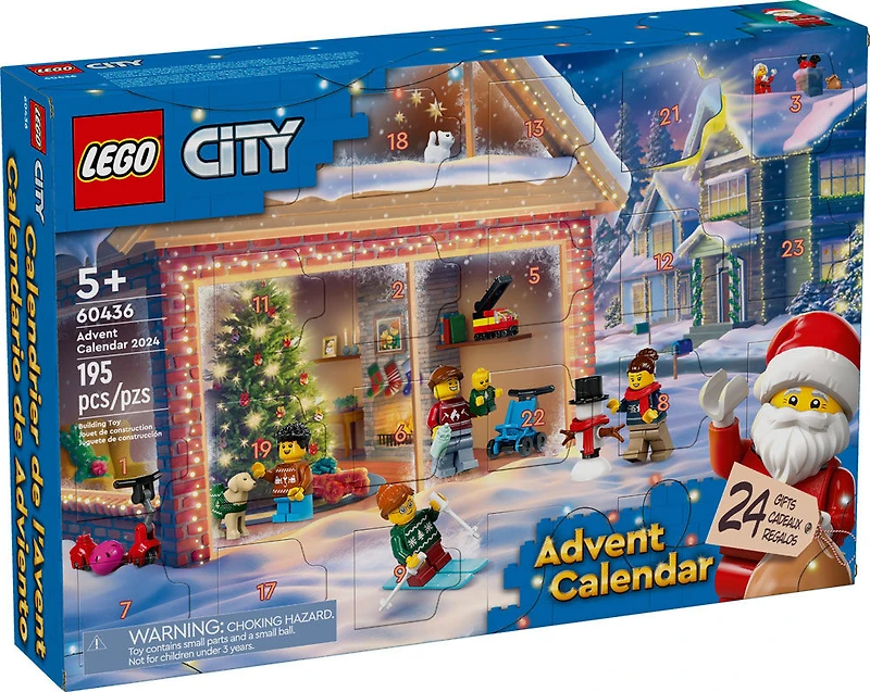 LEGO City 2024 Advent Calendar, Countdown Holiday Gift, Miniature Christmas Figures, 60436