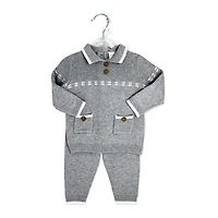 Rock a Bye Baby Pull en tricot avec poches et pantalon : gris 0-3 mois