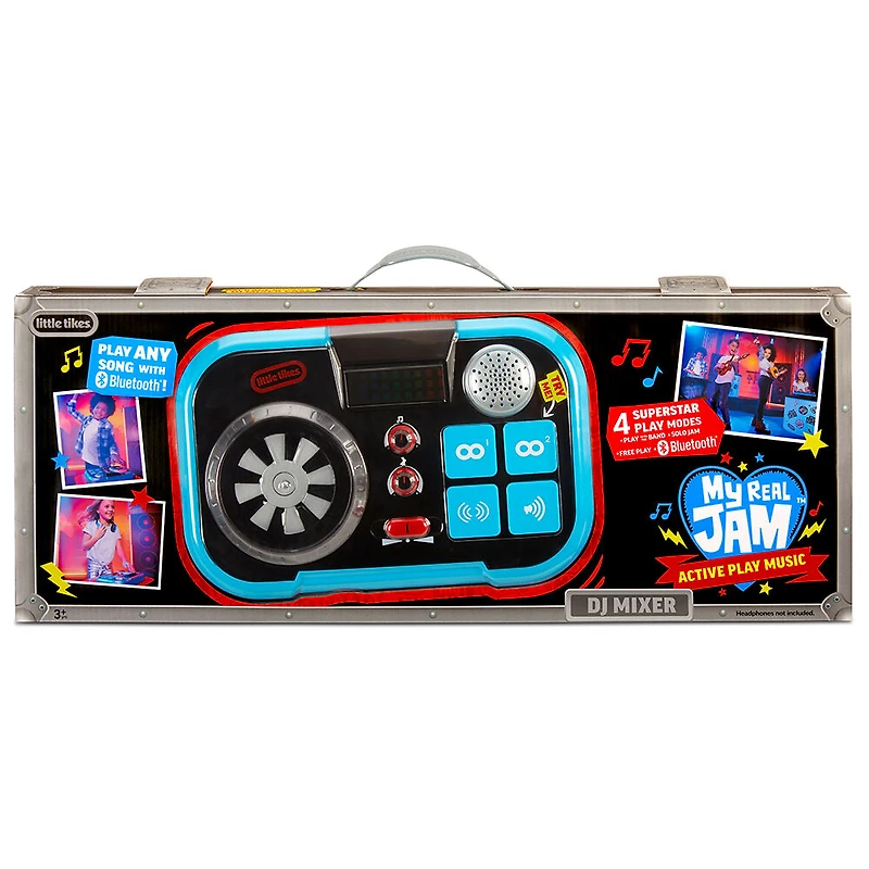 My Real Jam DJ Table, Toy DJ Mixing Table with Headphone Jack and Case - Headphones not included