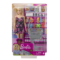 Barbie Doll and Supermarket Set, with Shopping Cart and 20 Pieces