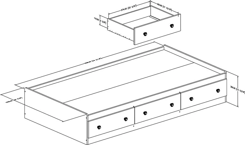 Summer Breeze Lit matelot 3 tiroirs- Myrtille