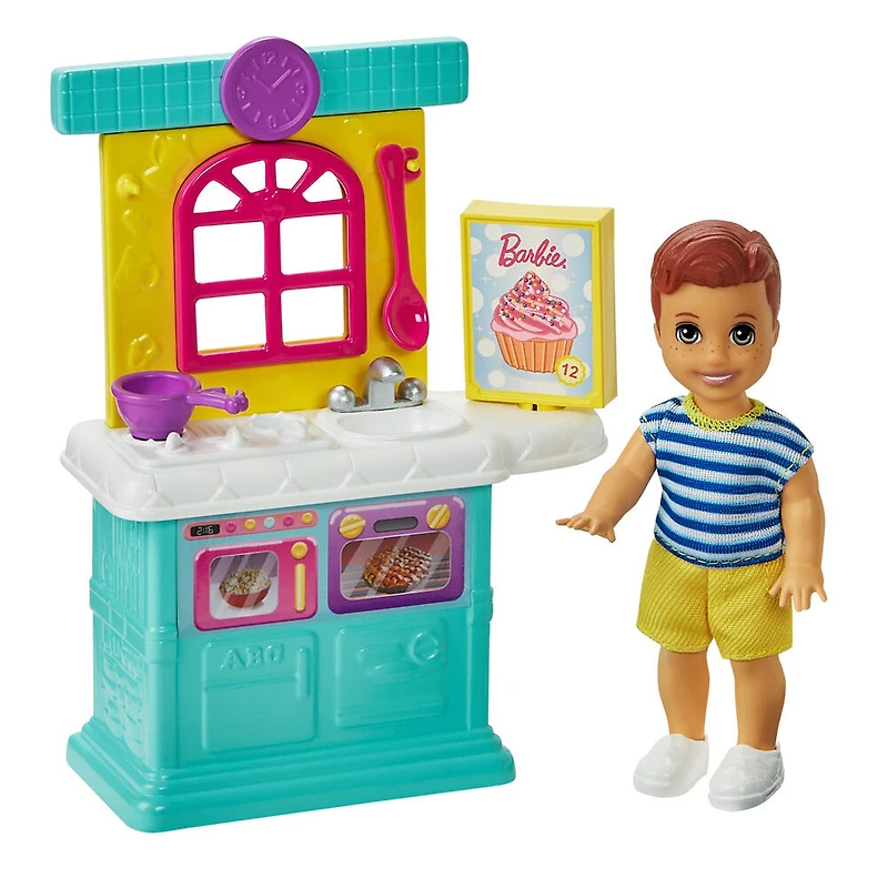 Barbie Skipper Babysitters Inc. Petite poupée et cuisine pour tout-petit avec boîte à dessert, bol et cuillère