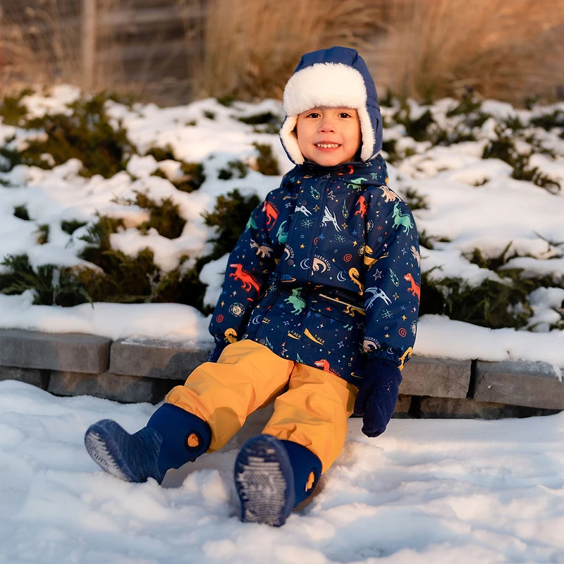 Kids Fleece Lined Rain Jackets  | Space Dinos - 3T (3-4Y)