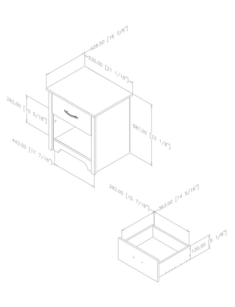 Fusion Table de chevet 1 tiroir Blanc solide