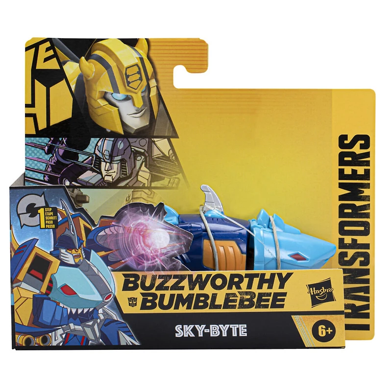 Transformers Buzzworthy Bumblebe, figurine Sky-Byte à conversion One Step, 10,5 cm