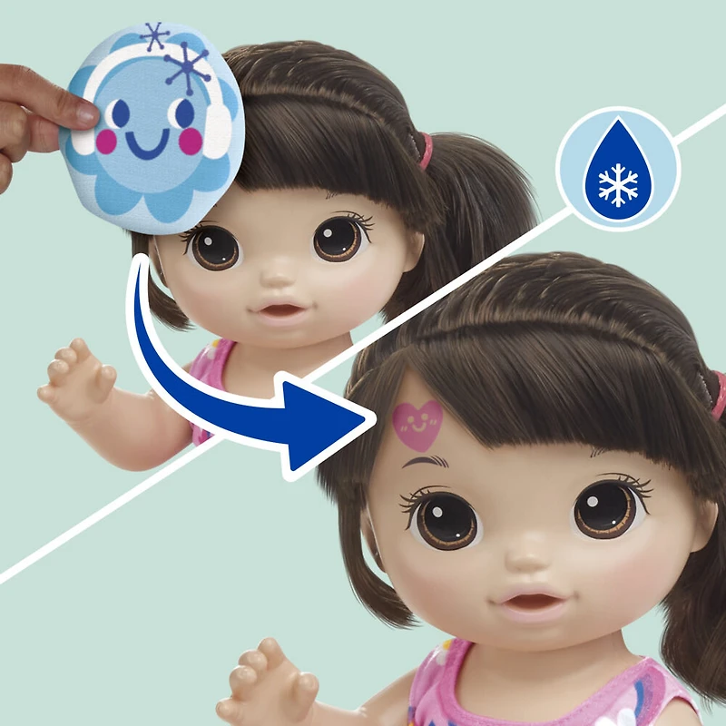 Baby Alive, Bella va mieux, coffret de poupée (cheveux bruns foncés) pour jouer au docteur