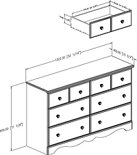 Summer Breeze Bureau double 6 tiroirs- Blanc antique
